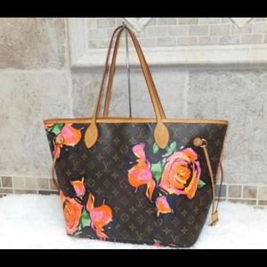 LOUIS VUITTON STEPHEN SPOUSE ROSES NEVERFULL MM